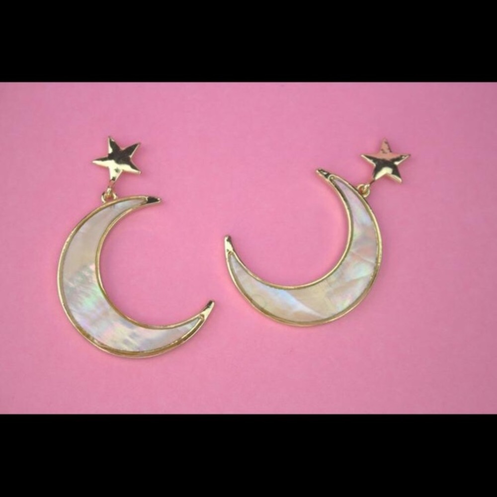 Abalone Shell Crescent Moon Earrings